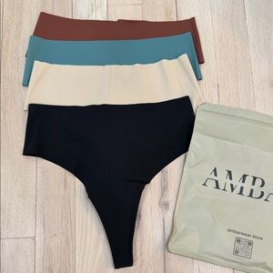 Ambarwear Invisible Camel Toe Thong - High Rise - Pack of 4, size S